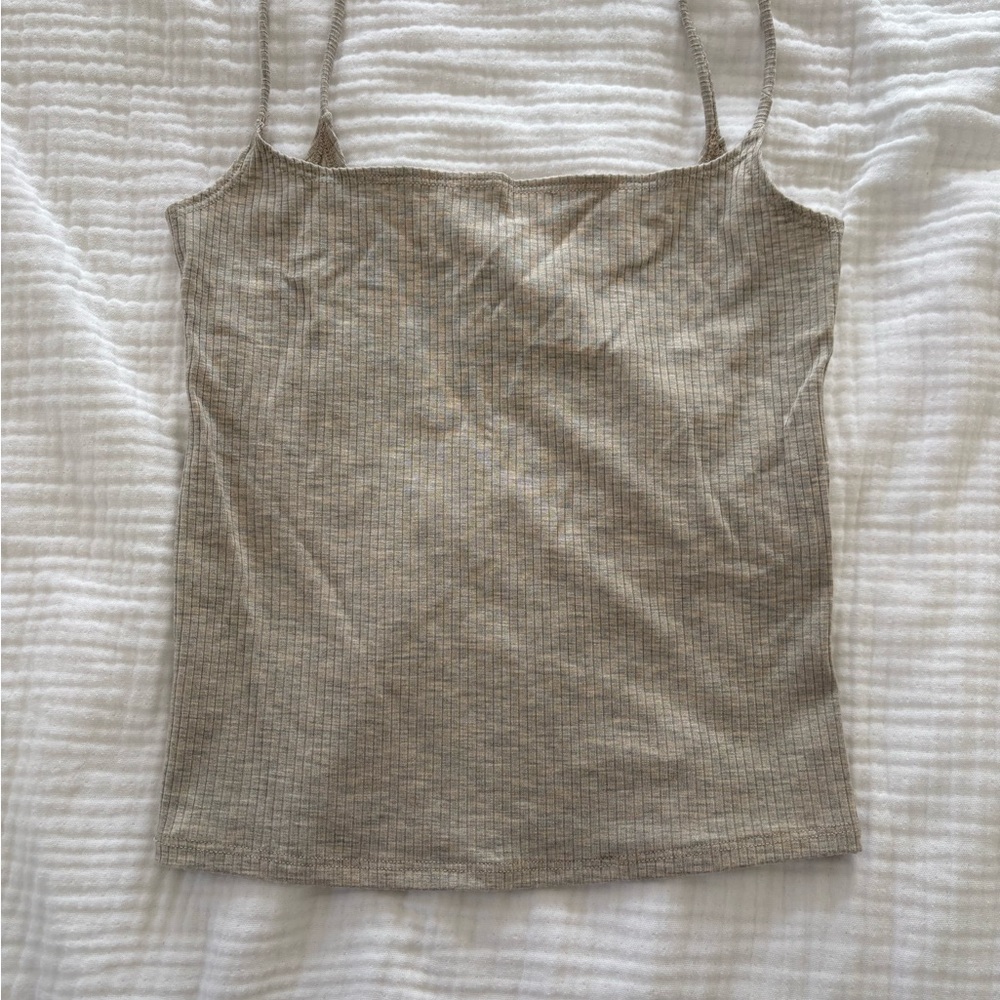 Reformation Ribbed Tank Top in grey/beige (xs)